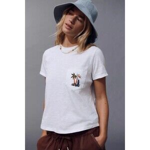 Anthropologie Pilcro Bennie Cotton-Slub Crew-Neck Short-Sleeve Tee Top S 287534